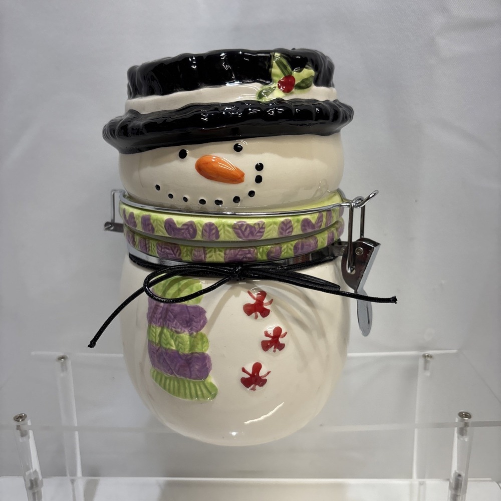 SWISS MISS Hot Cocoa Ceramic Snowman Christmas Canister Holiday Jar